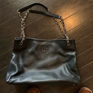 Tory Burch Black Marion Slouchy Leather Tote
